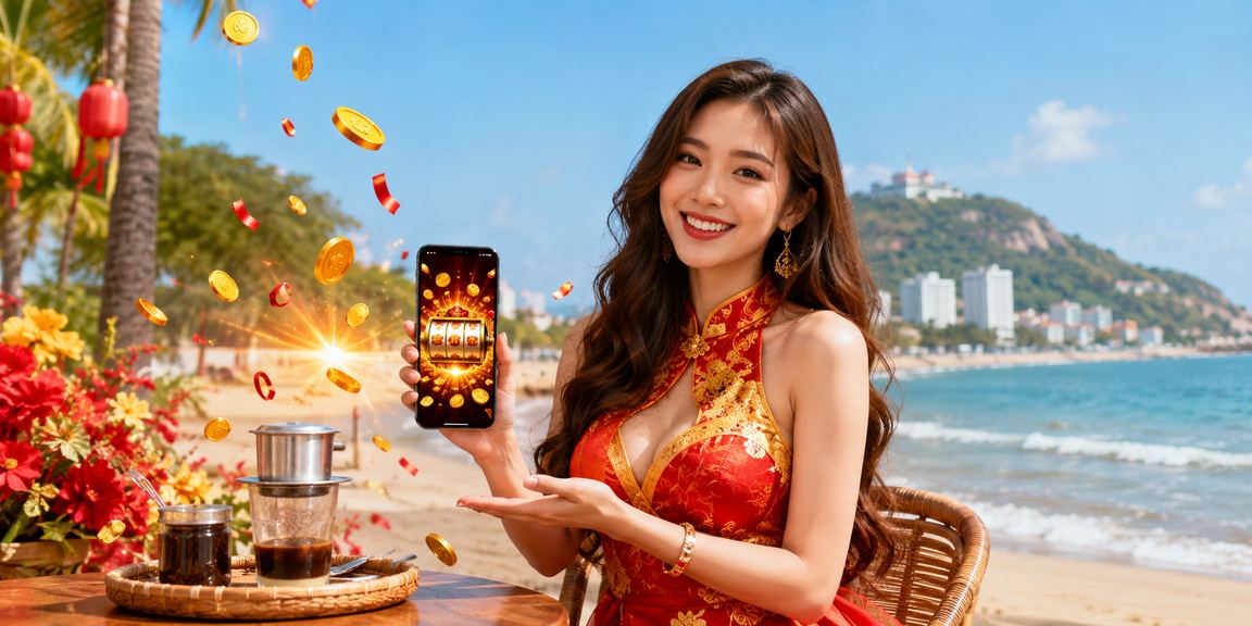 Người chơi trải nghiệm Slot Game tại quán cà phê Vũng Tàu trên điện thoại